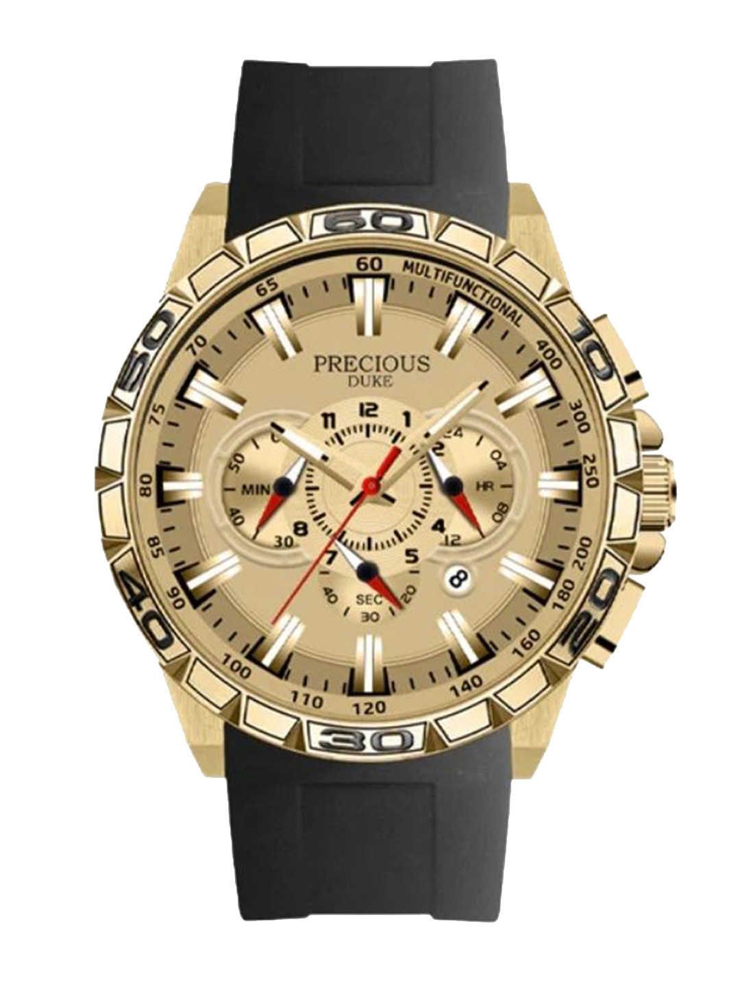 Precious Duke Men Skeleton Dial & Stainless Steel Watch PD_818453913238-Golden-Black