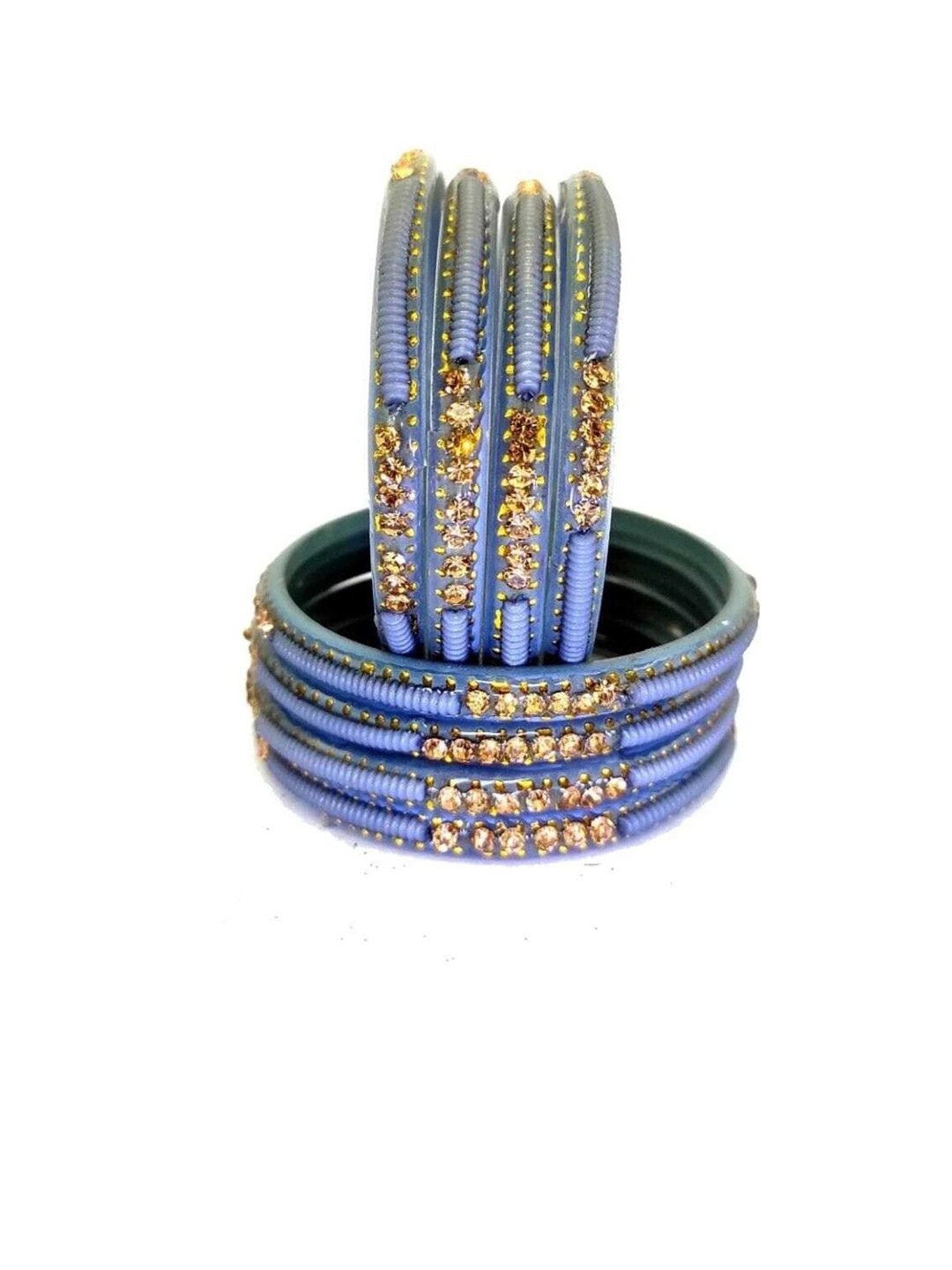 Qufrozy Set Of 8 Artificial Stone Studded Bangles