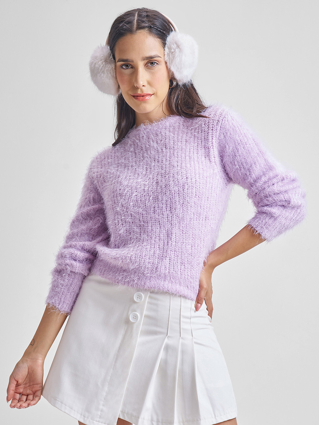 Tokyo Talkies Boucle Crop Pullover Sweater