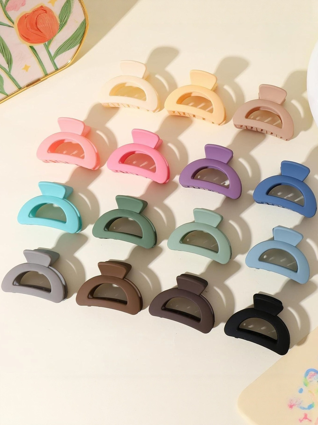 DIVASTRI Women Pack of 12 Matte Half Moon Claw Clip Hair Accessory