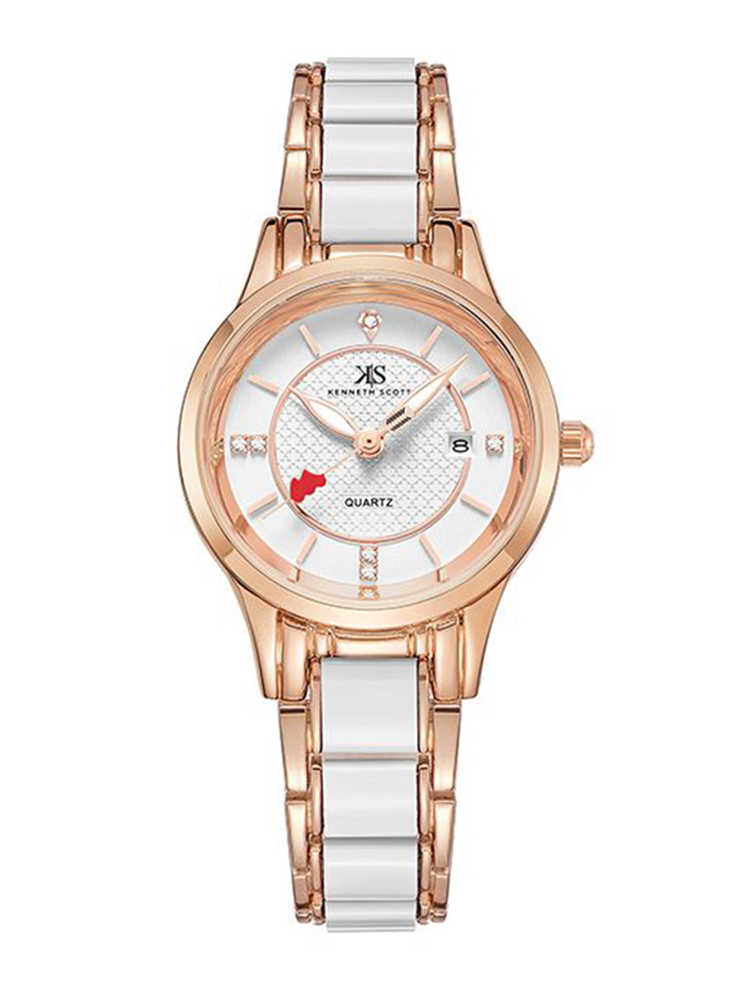 KENNETH SCOTT Women Ceramic Bracelet Style Straps Analogue Watch K23517-RCWW