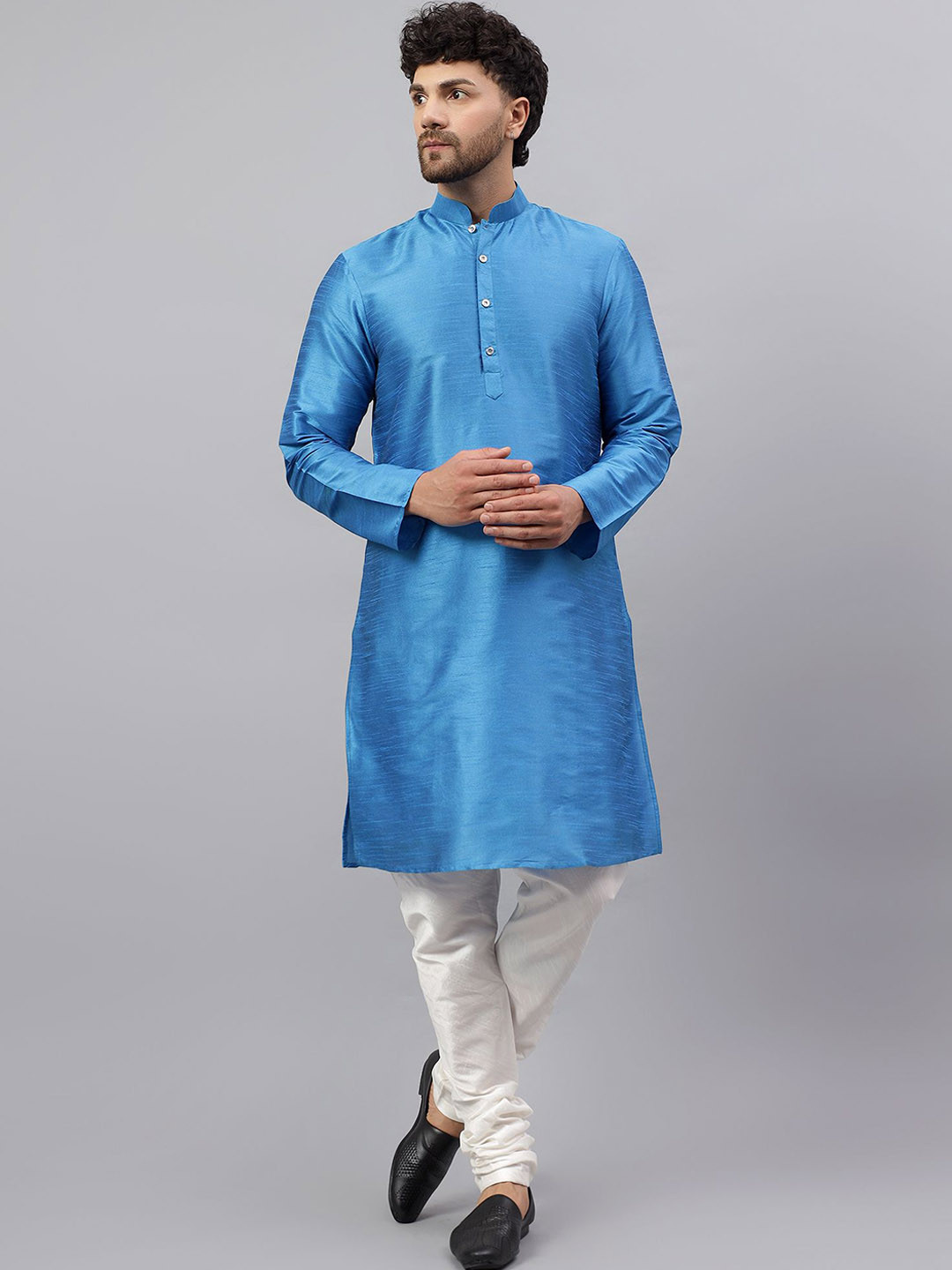 Latest Chikan Garments Men Solid Kurta with Churidar