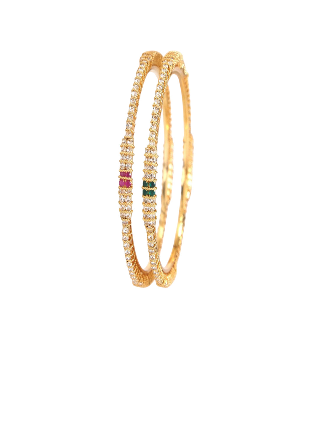 BOOMSHY Set Of 2 Gold-Plated Zircon Studded Bangles