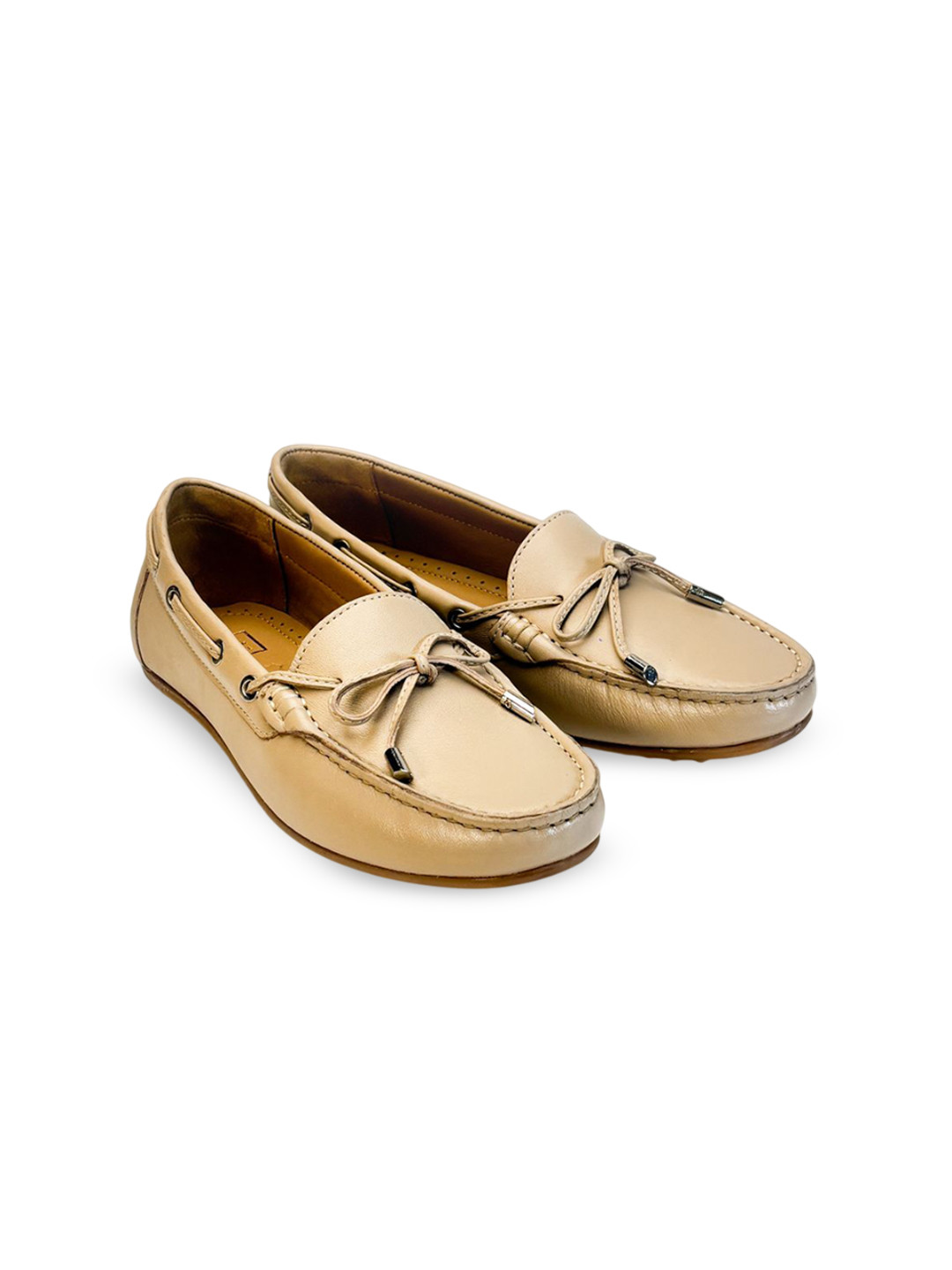 HEEL YOUR SOLE Women Leather Round Toe Boat Shoes