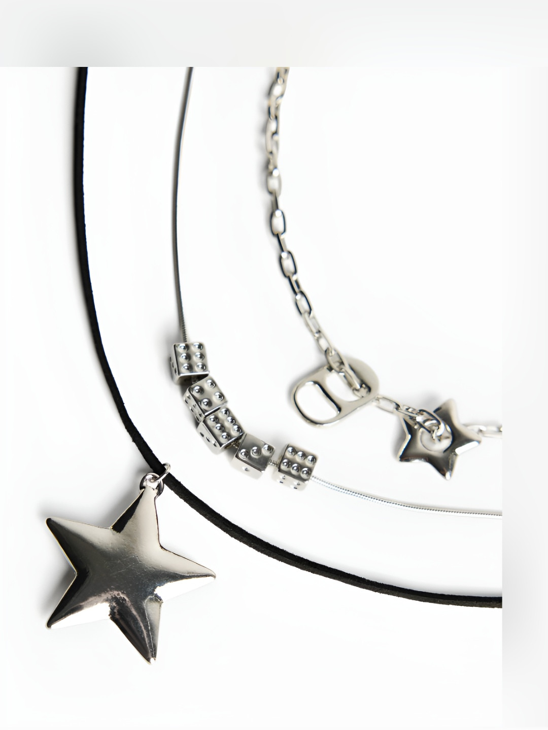 Bershka 3 Multi Pendant Layered Necklace