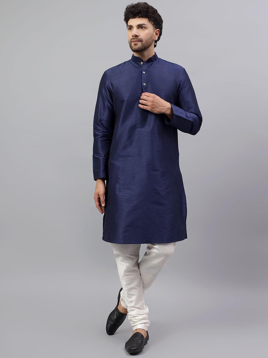Latest Chikan Garments Men Dupion Silk Kurta with Pyjamas