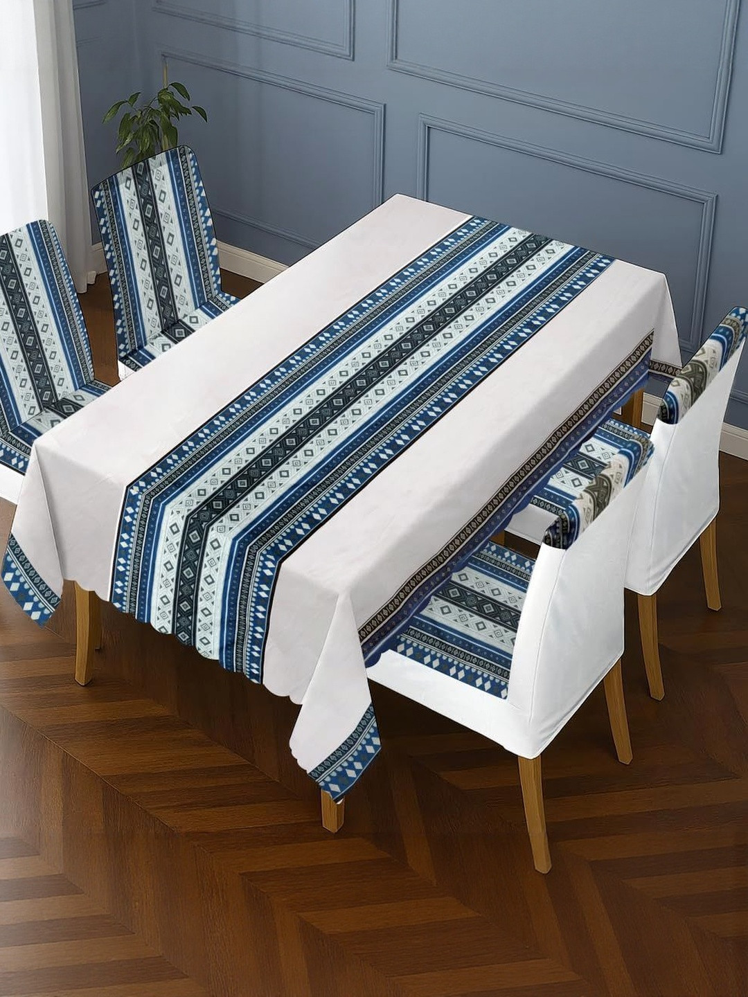 Stylista Multicoloured 4 Seater Dining Table Cover Set with Chair Covers