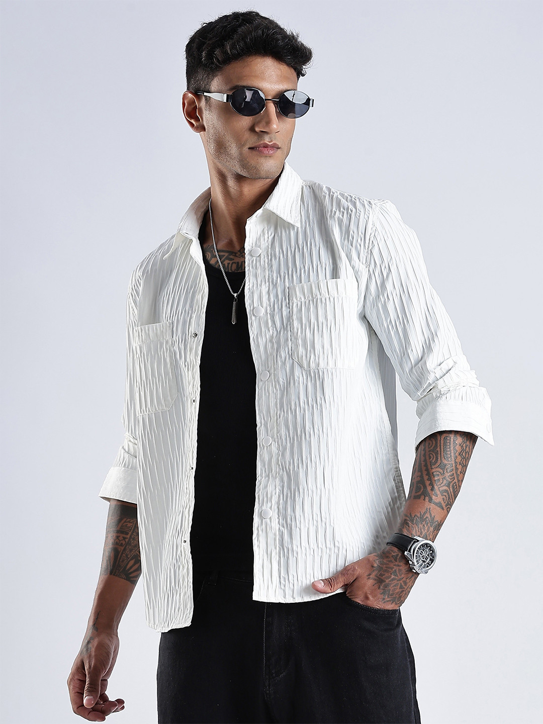 NEVER NEUD Men EBCO Regular Slim Fit Casual Shackets Shirt