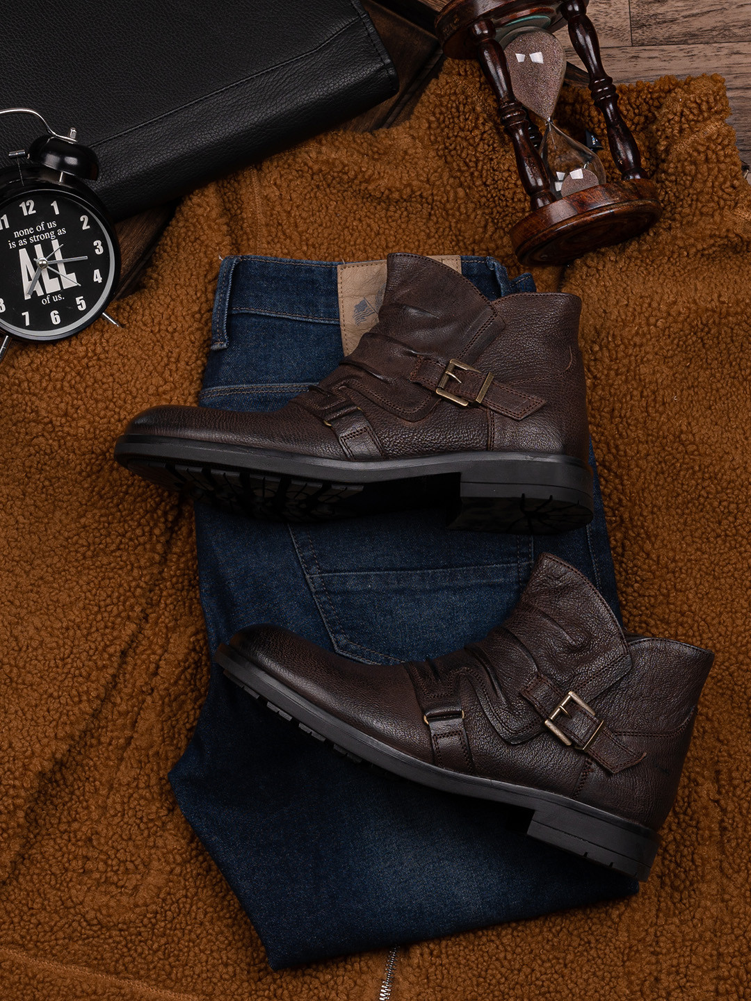 Delize Men Brown Solid Leather Ankle Desert Boots