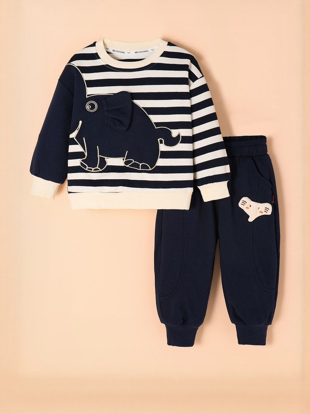 Hopscotch Boys Striped T-shirt & Jogger Set