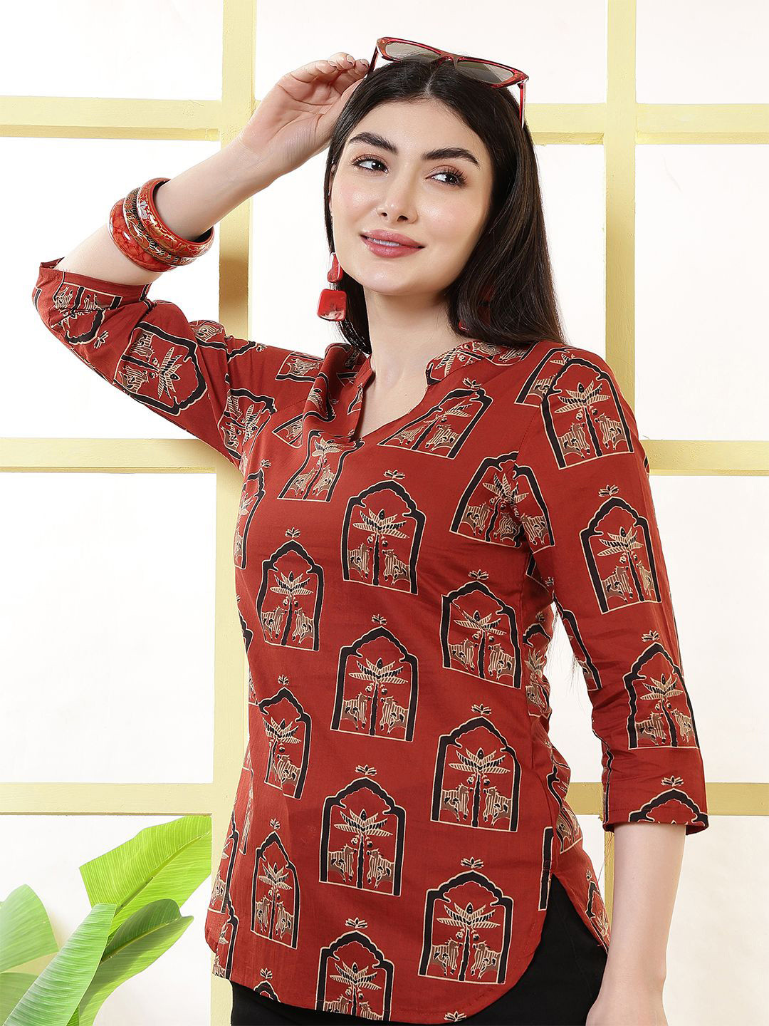 KALAMIR Women Ethnic Motifs Printed Pure Cotton Kurti