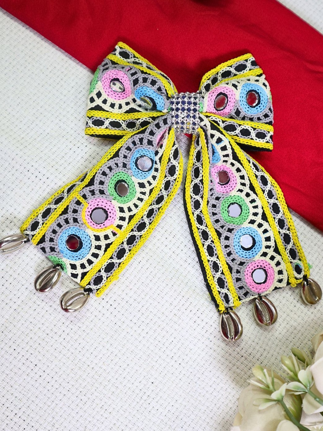 Kamule Girls Threadwork Mirror Bow Hair Clip