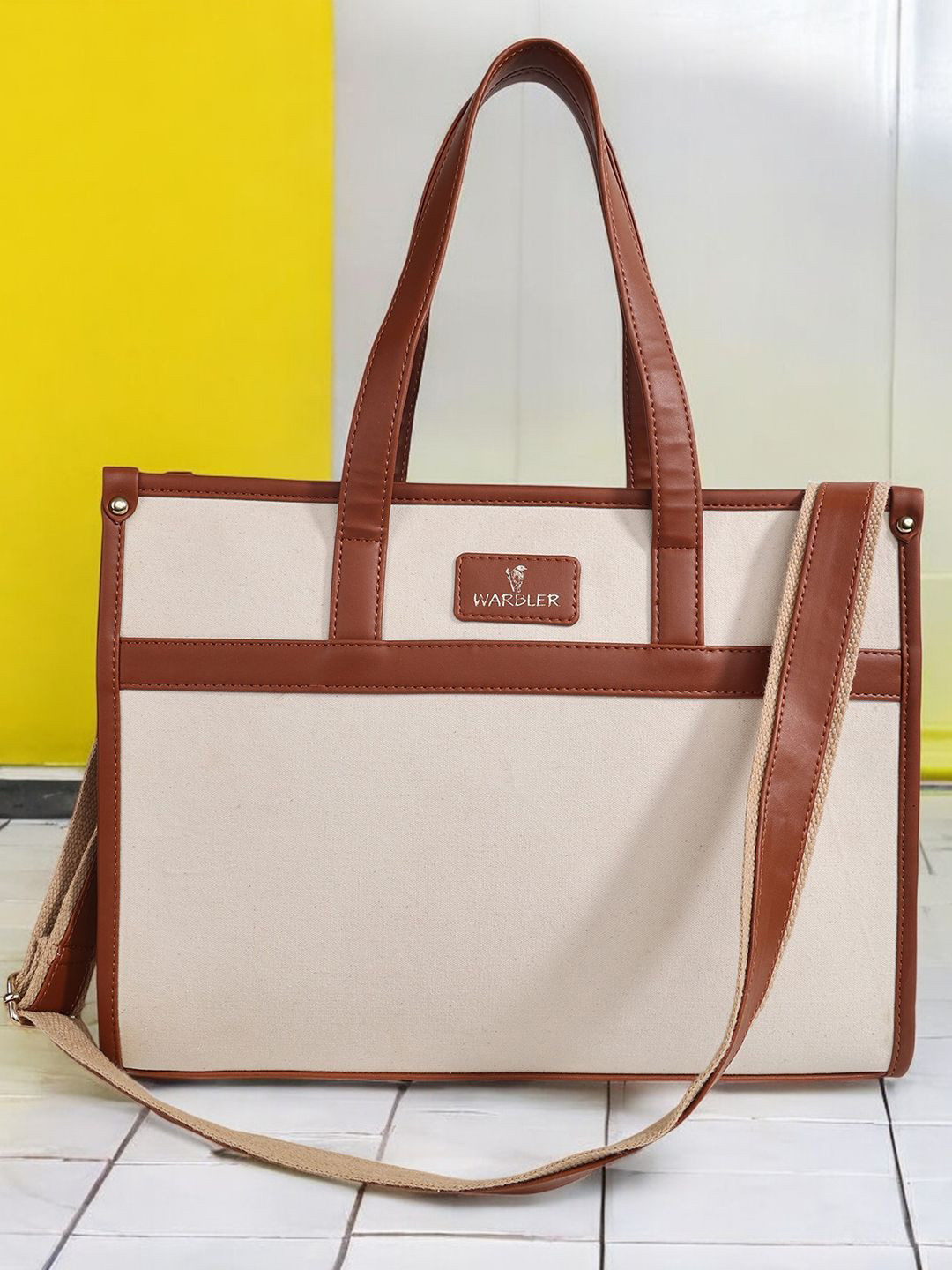 Warbler Canvas Structured Tote Bag With Detachable Sling Strap