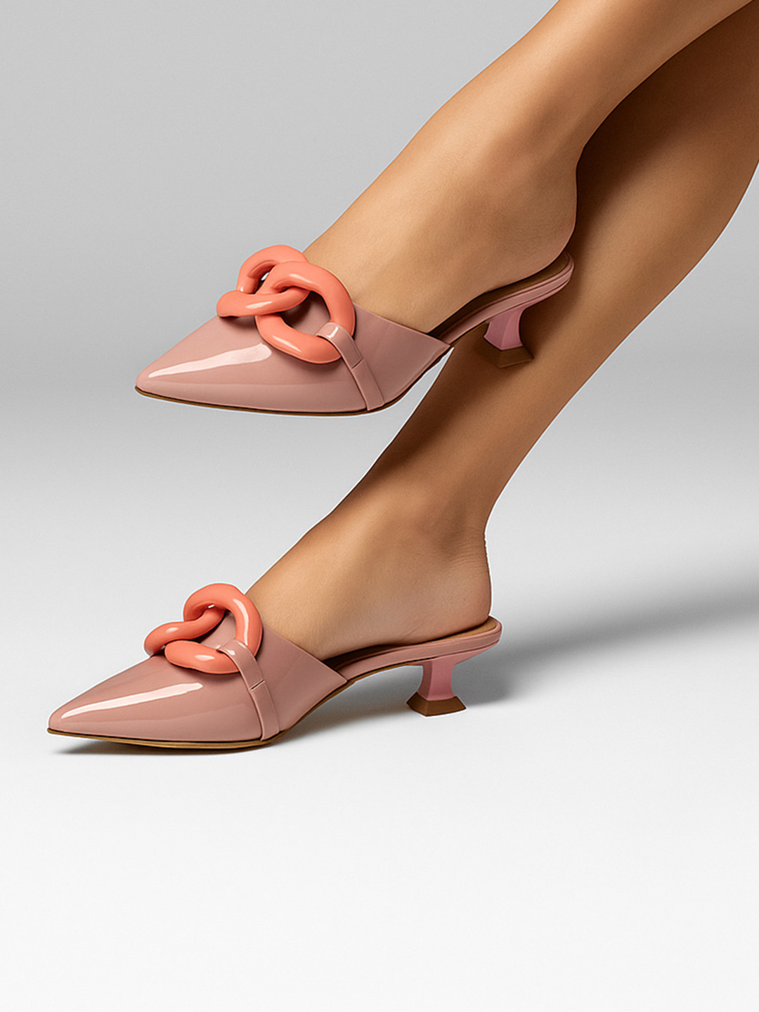 Street Style Store Mules Kitten Heels with Western Embellished