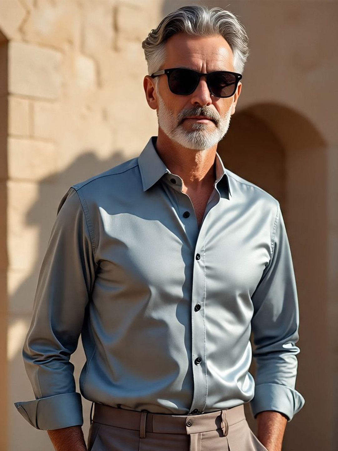 BADLAND Men Classic Fit Solid Spread Collar Casual Shirt
