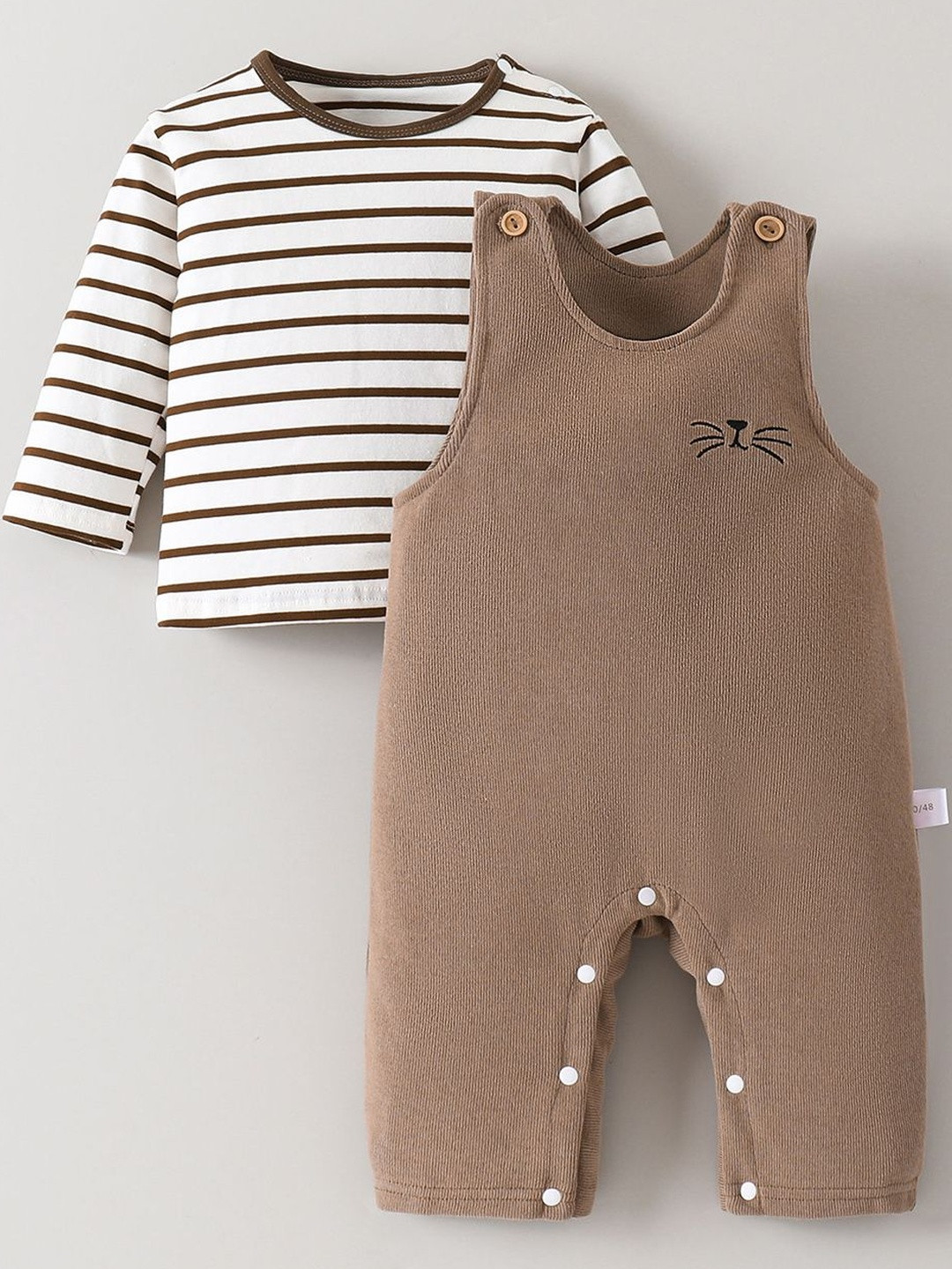 Hopscotch Boys Striped Textured Dungaree Set