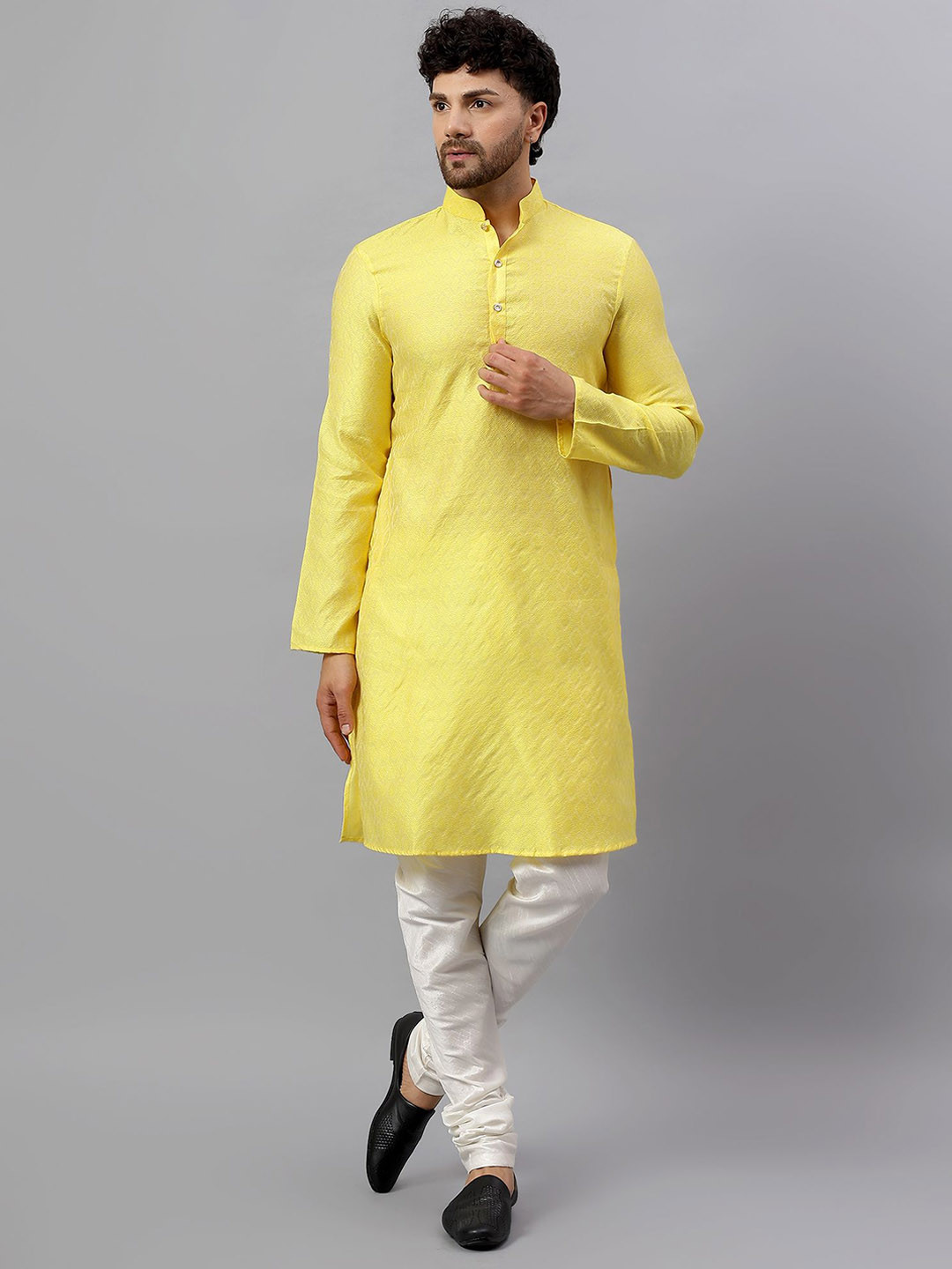 Latest Chikan Garments Jacquard Cotton Silk Kurta with Churidar
