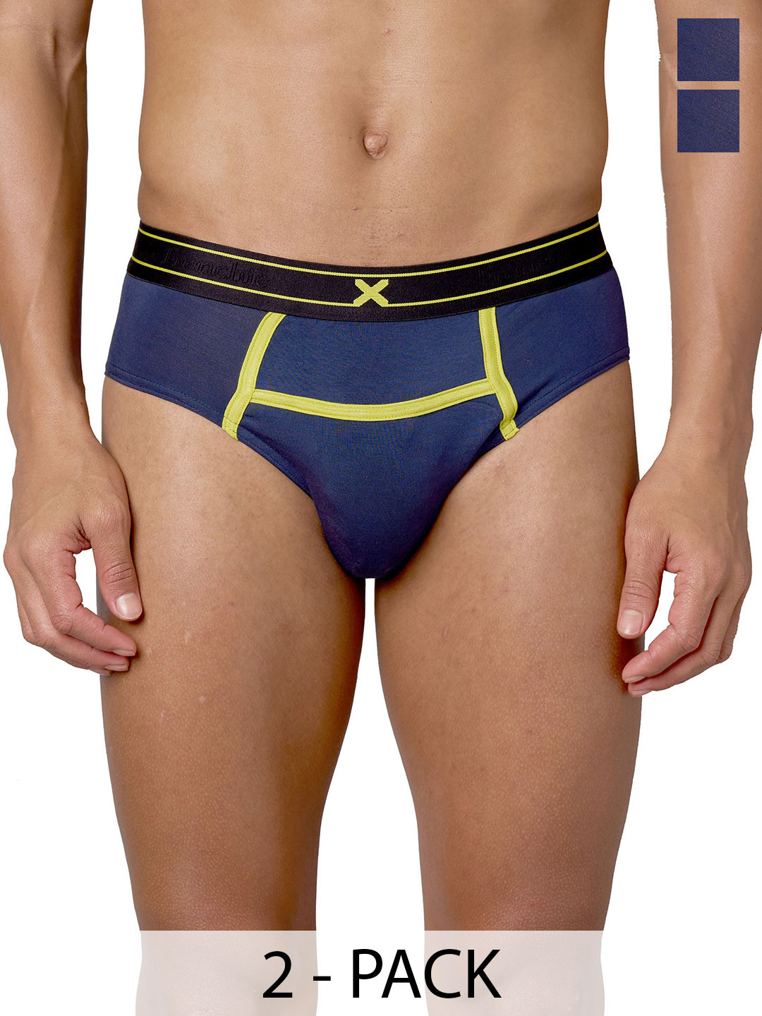 FRENCHIE Pack Of 2 Mid-Rise Basic Briefs FR-MI-BF-RIZZ-1X5-PGBLU-S-PO2