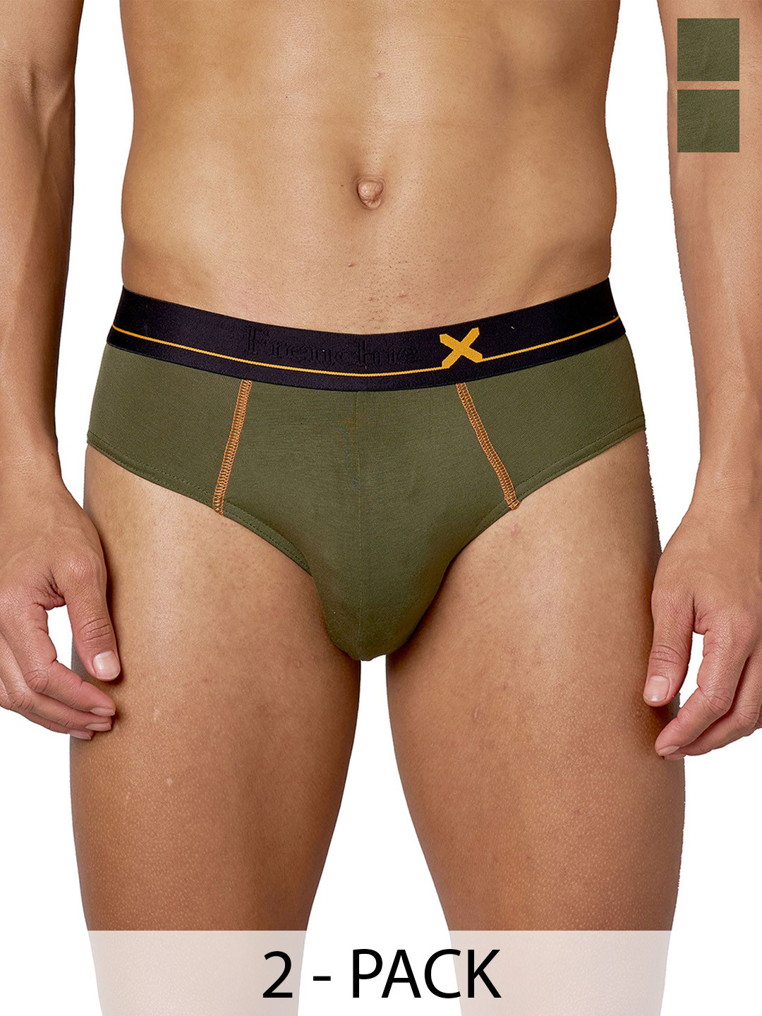 FRENCHIE Men Pack Of 2 Mid-Rise Basic Briefs FR-MI-BF-DRIP-1X5-BOLIV-S-PO2