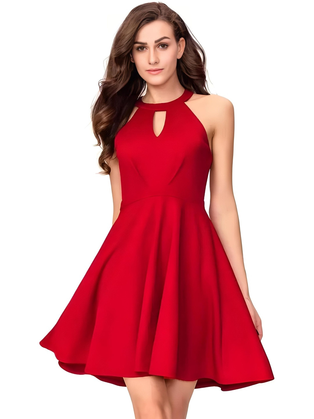HEMANG FASHION Women Keyhole Neck Fit & Flare Dress