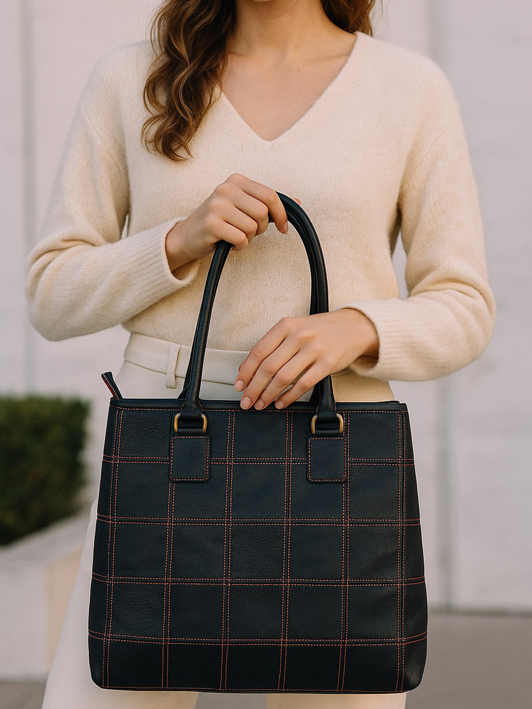 Celtic Checked Women Leather Shopper Tote Bag Handbags