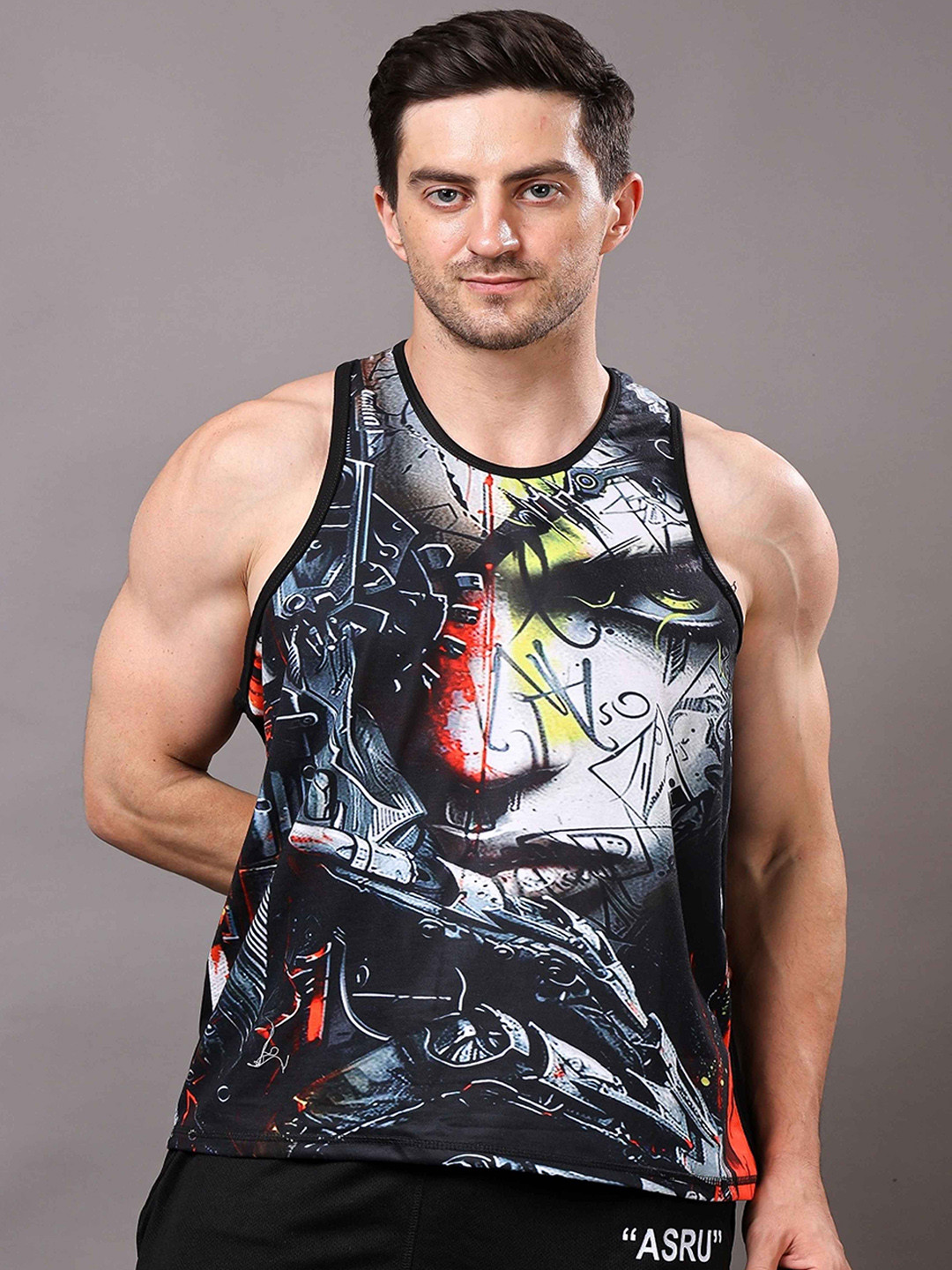 YELLOW TREE Men Printed Scoop Neck Sleeveless Gym Vests
