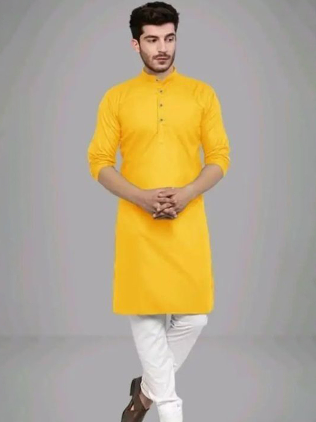 FH COLLECTION Men Mandairan Collar Kurta