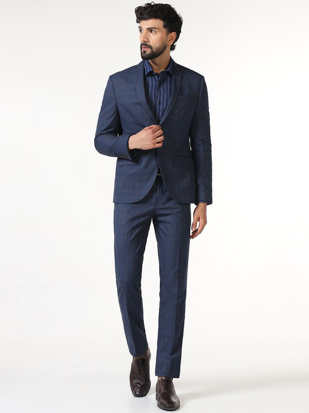Blackberrys Men Checked Tailored-Fit Single-Breasted Blazer and Trouser Suit