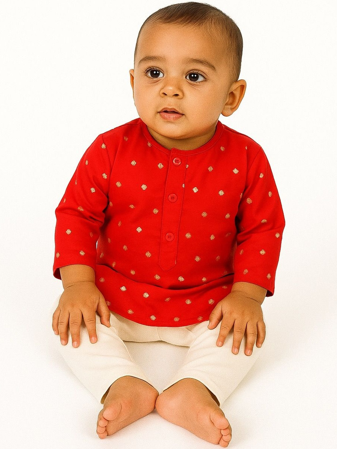 Sangria Kids Boys Red Pure Silk Kurta with Pyjamas