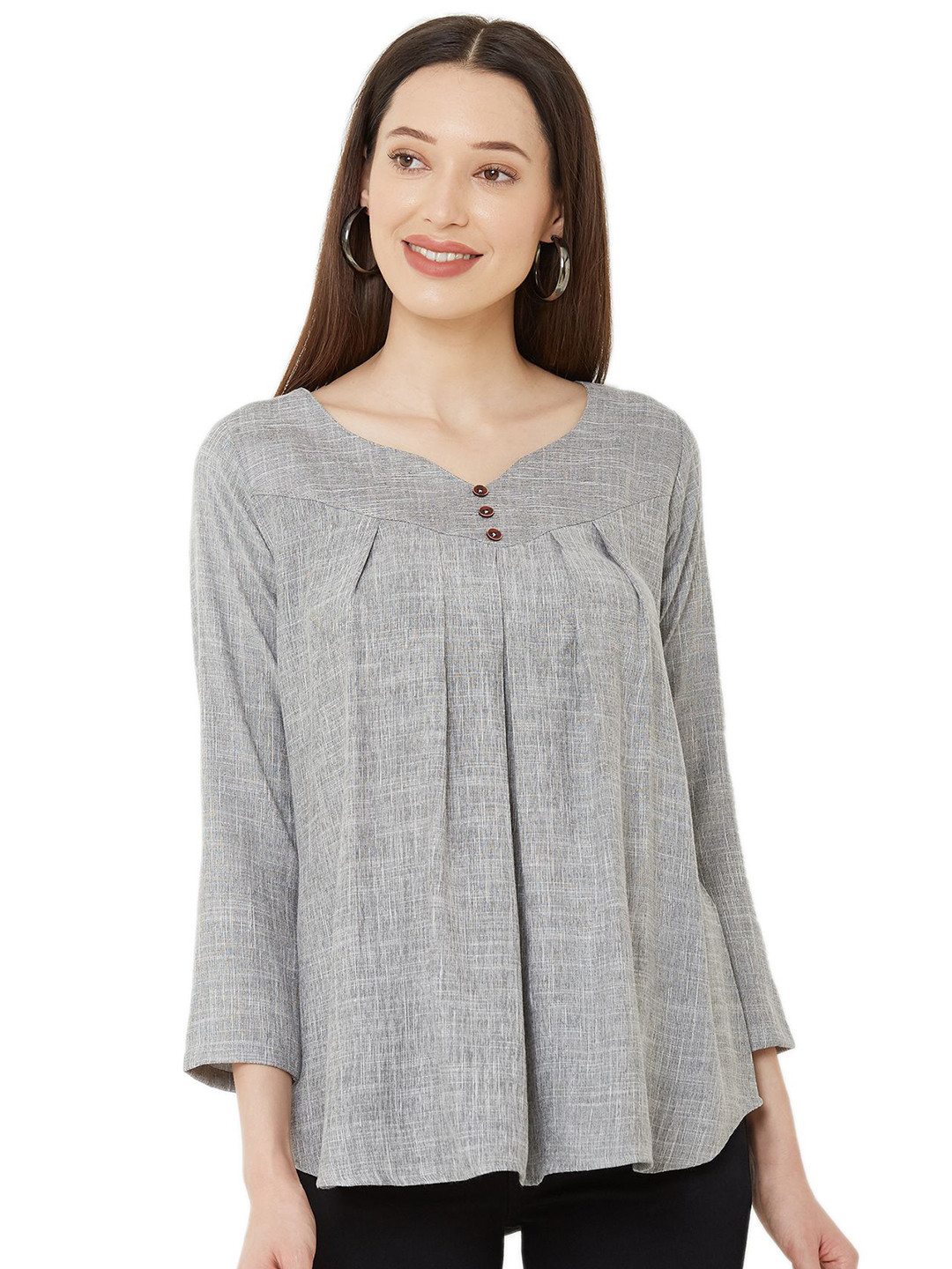 G0-4 IT Checked Sweetheart Neck Regular Top