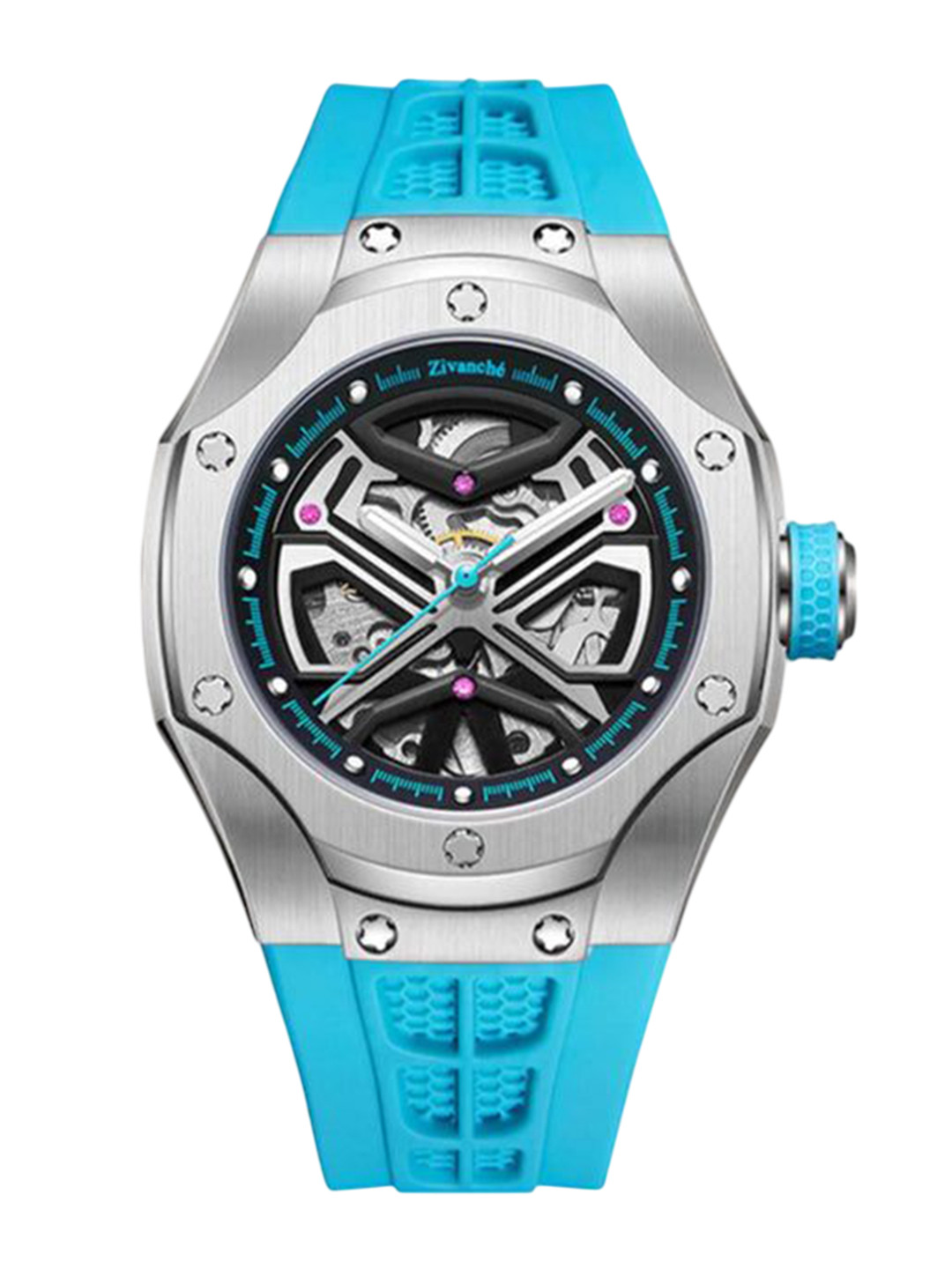 ZAADRAN Unisex Bracelet Style Straps Analogue Automatic Watch Optimous Blue