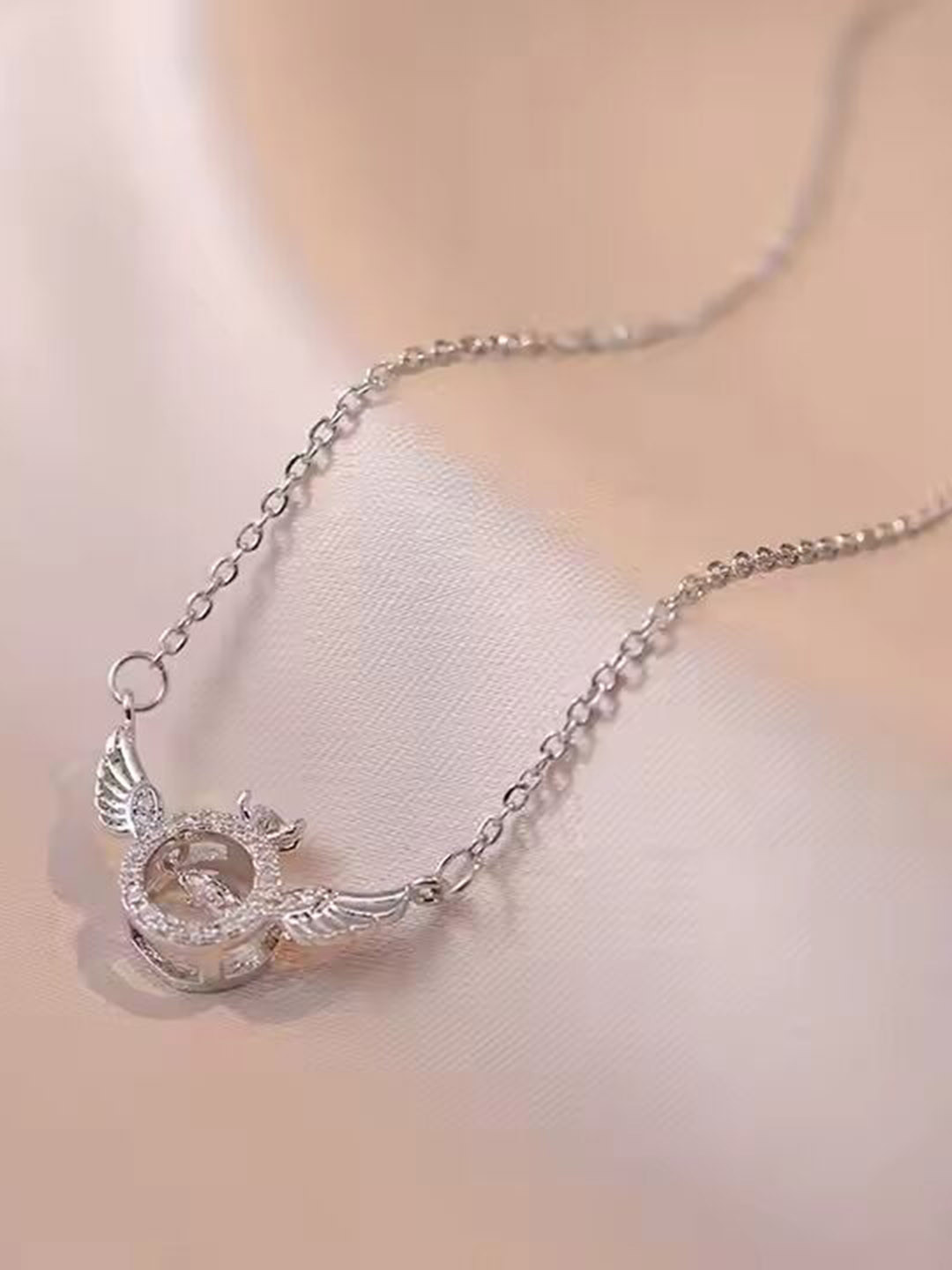 Thrillz Stainless Steel Silver-Plated American Diamond Studded Statement Necklace