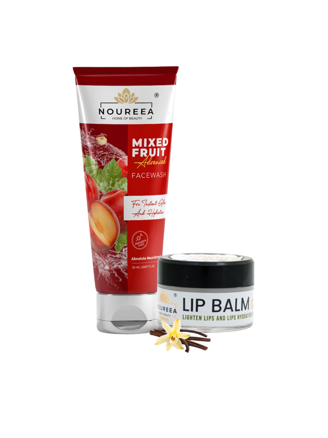 Noureea Set Of 2 Mixed Fruit Face Wash-50 ml With Lip Balm-10 g