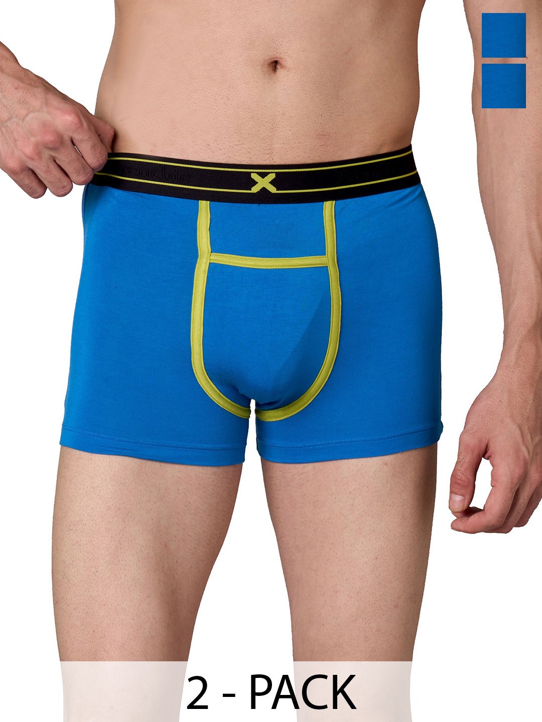 FRENCHIE Pack Of 2 Mid-Rise Moisture Wicking Trunks FR-MI-TR-RIZZ-1X5-FRBLU-S-PO2