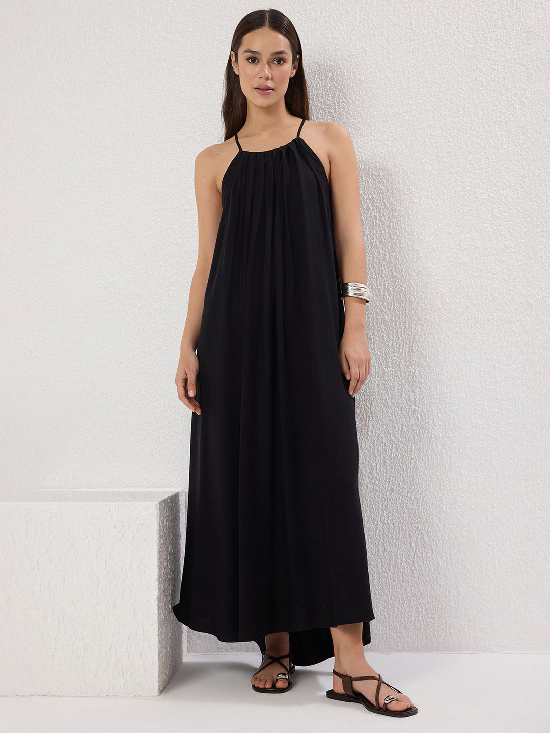 Trendyol Siyah Women Halter Neck A-Line Maxi Dress