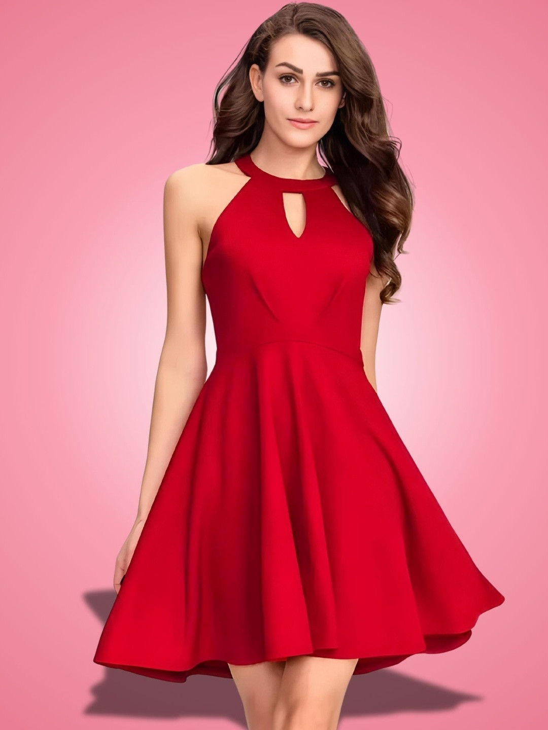 HEMANG FASHION Women Keyhole Neck Mini Dress