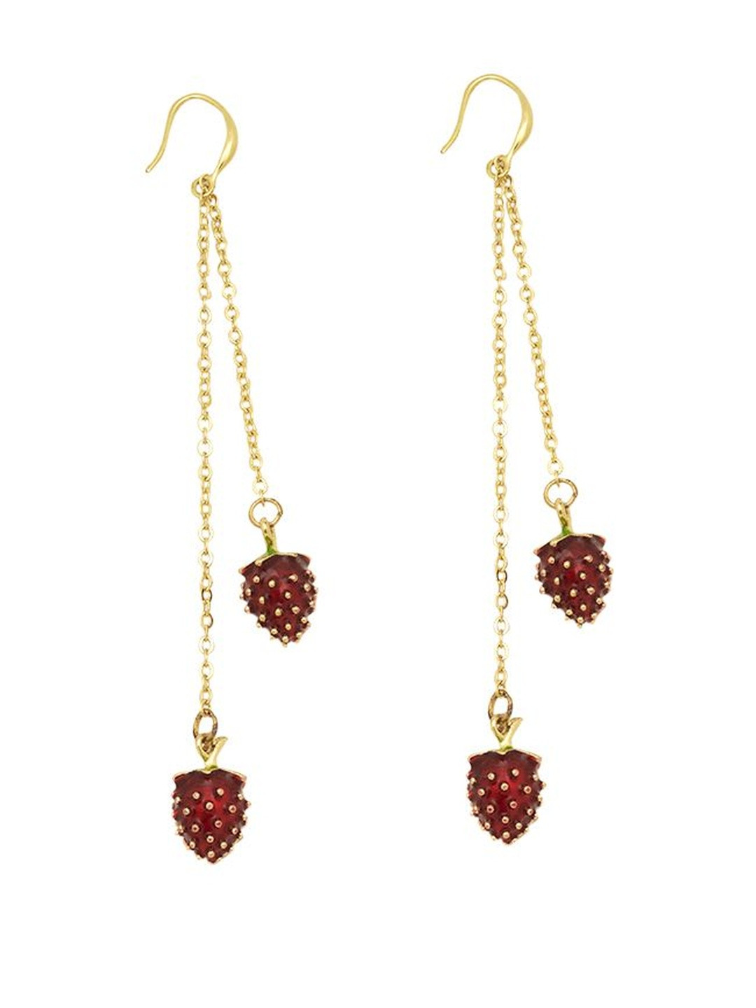Beenth & Doneth Women Gold Plated Strawberry Shaped  Stainless Steel Drop Earrings