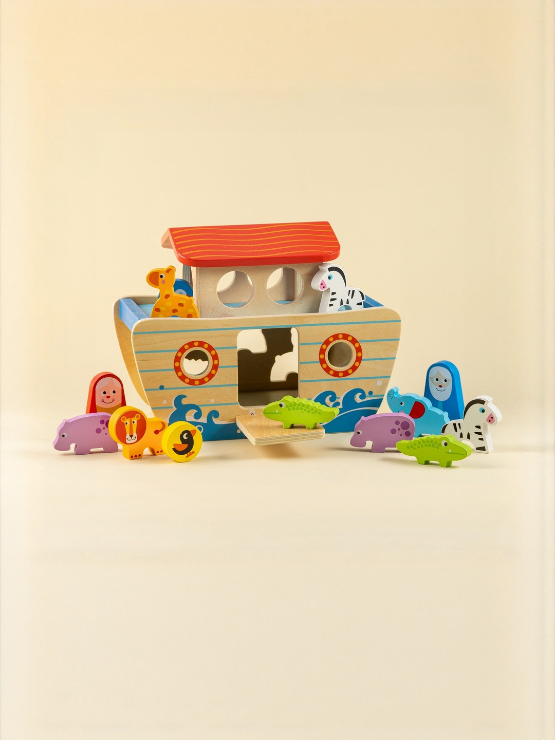 Playbox Playbox Wooden Wild Cruise Animal Ark Toy Educational Transport Ship