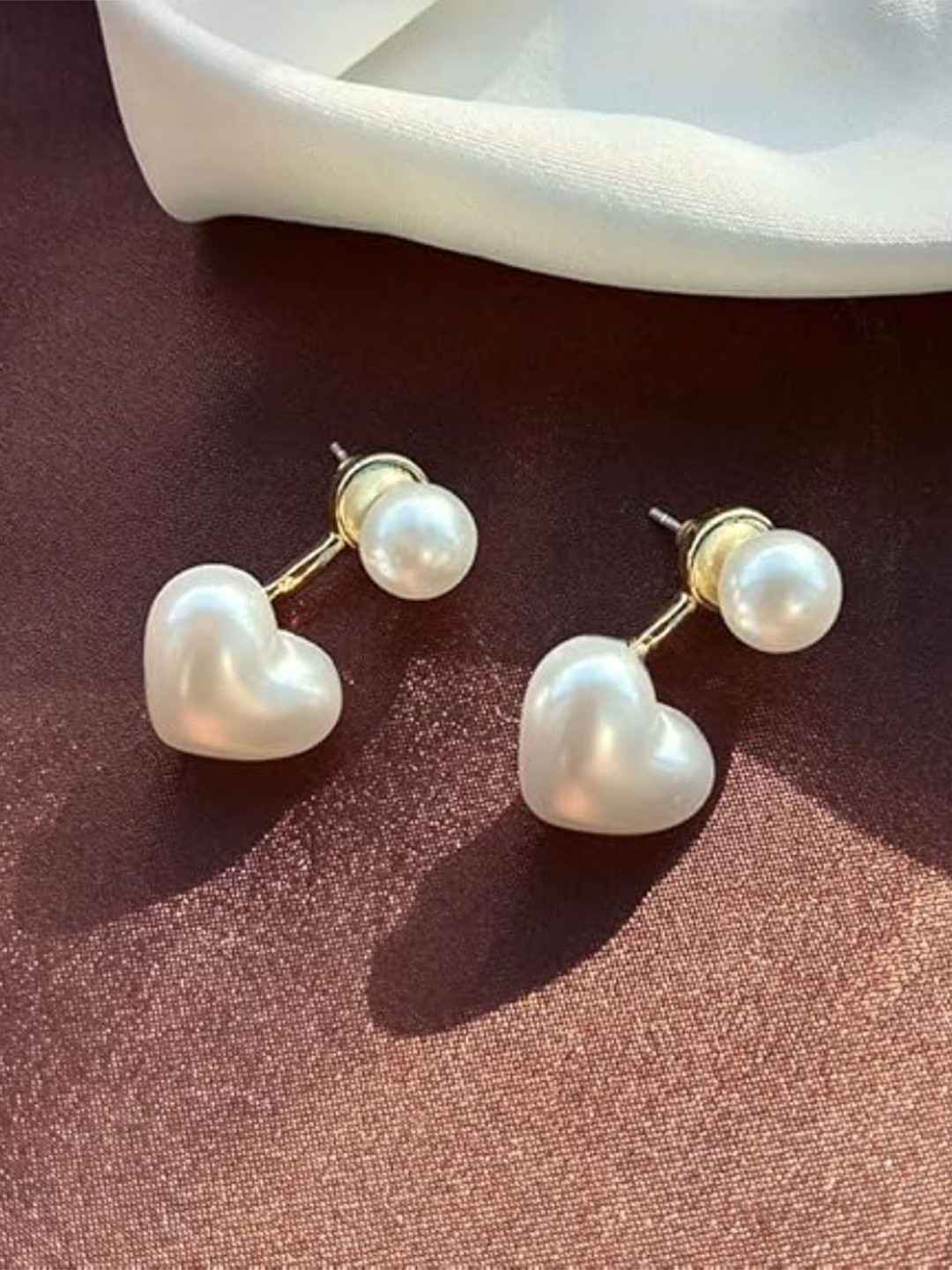 Aryee Sterling Silver Onlyx Studded Heart Shaped Drop Earrings