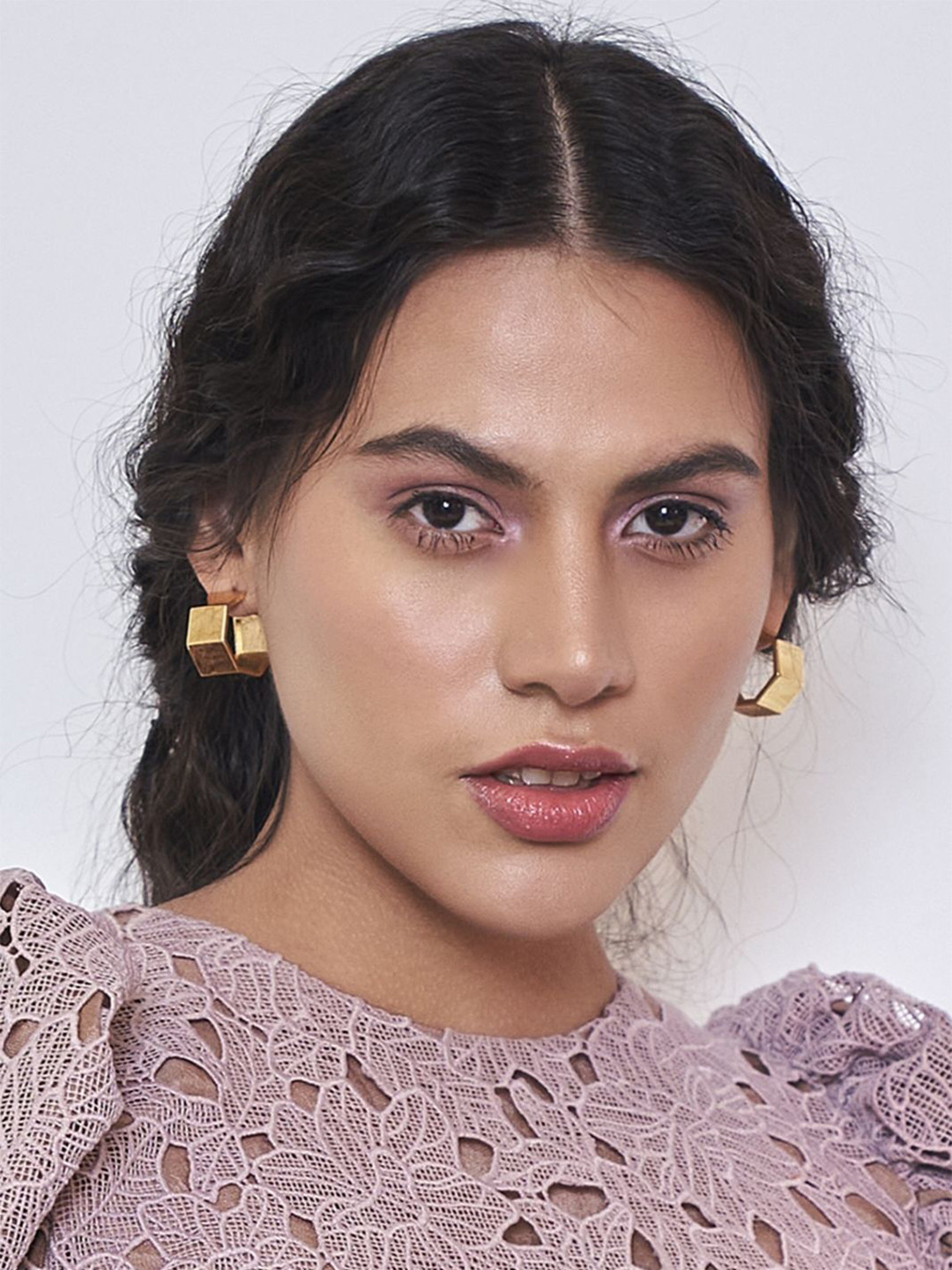 BBlingg Geometric Chunky Half Hoop Earrings