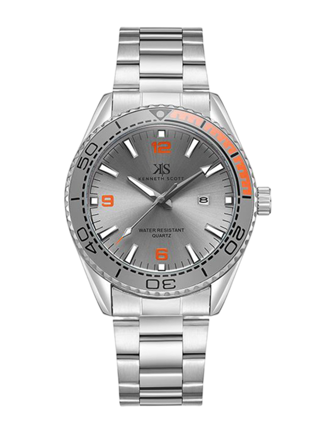 KENNETH SCOTT Men Embellished Dial & Bracelet Style Straps Analogue Watch K23024-SBSS