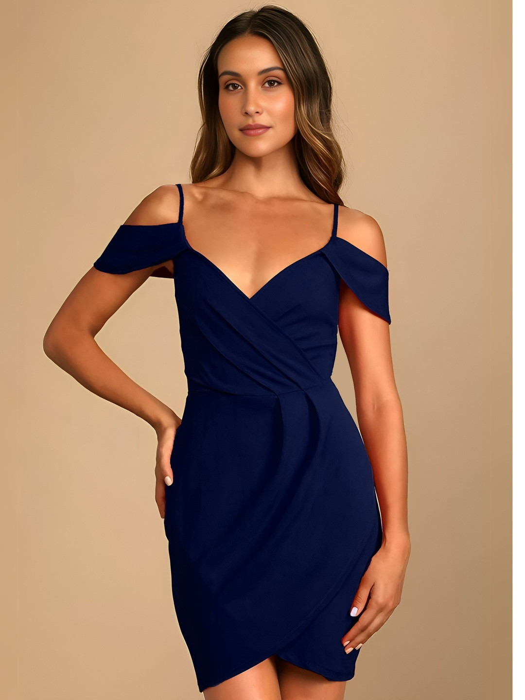 HEMANG FASHION Women Puff Sleeve Shoulder Strap Mini Dress