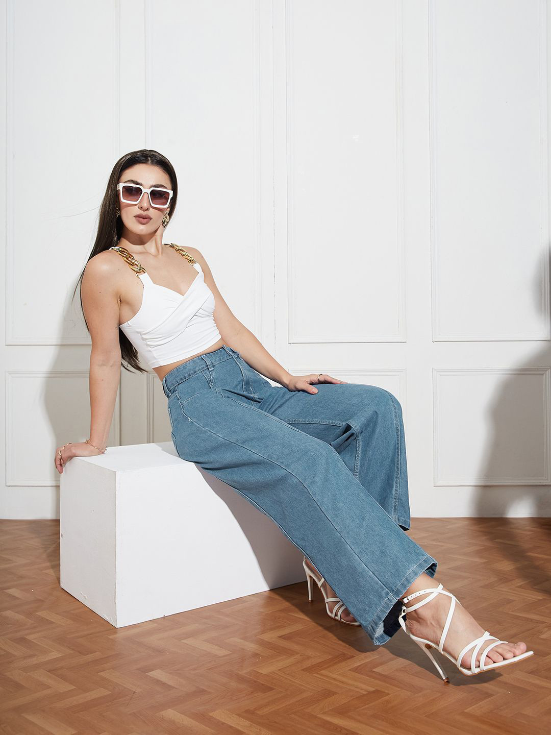 Miss Chase Hunted In Heels  Women Wide Leg High-Rise Jeans