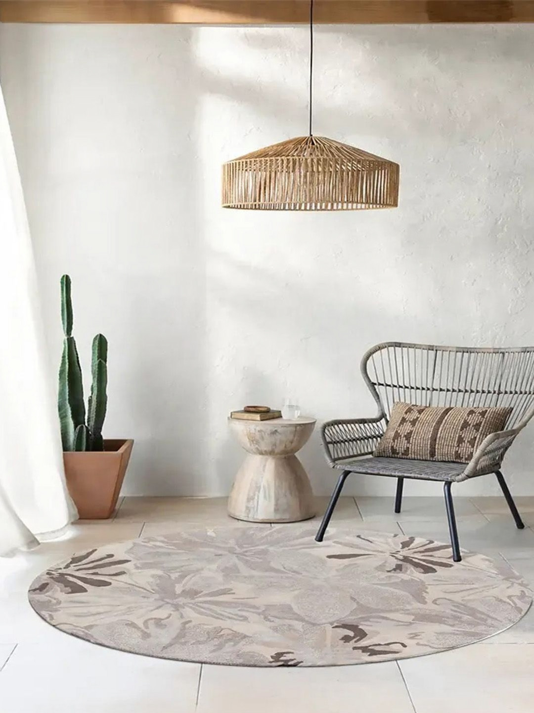 Surya Living Beige Abstract Self Design Woollen Anti-Skid Carpet