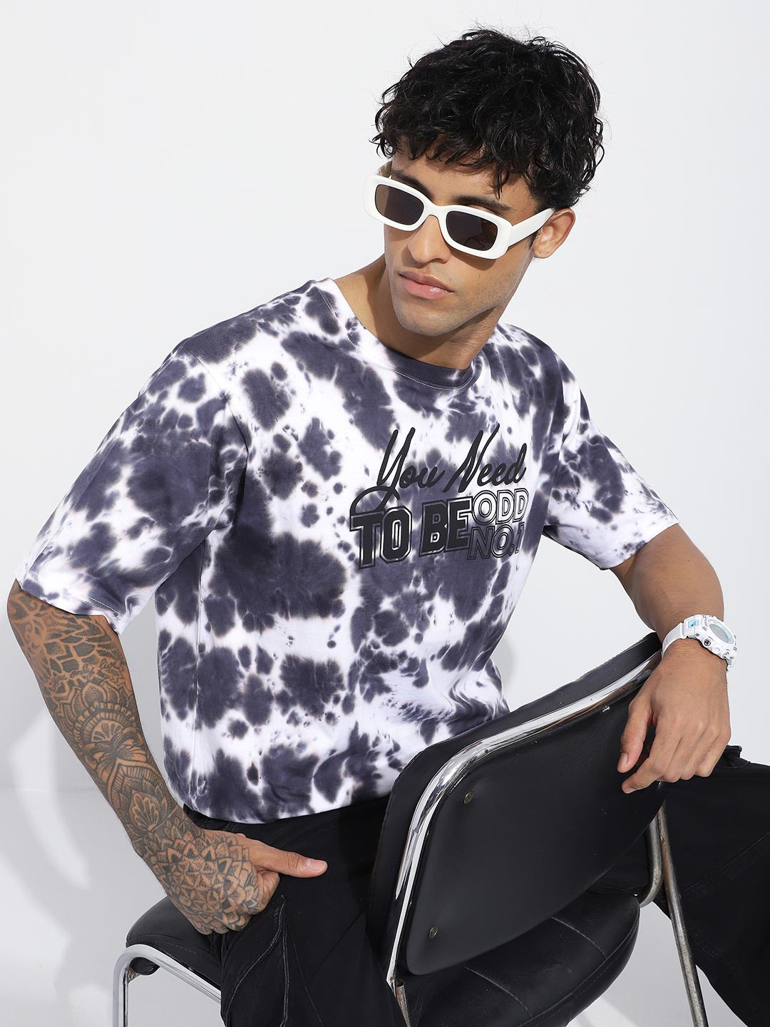 Difference of Opinion Men Oversized Tie & Dye All Over Printed Tshirt