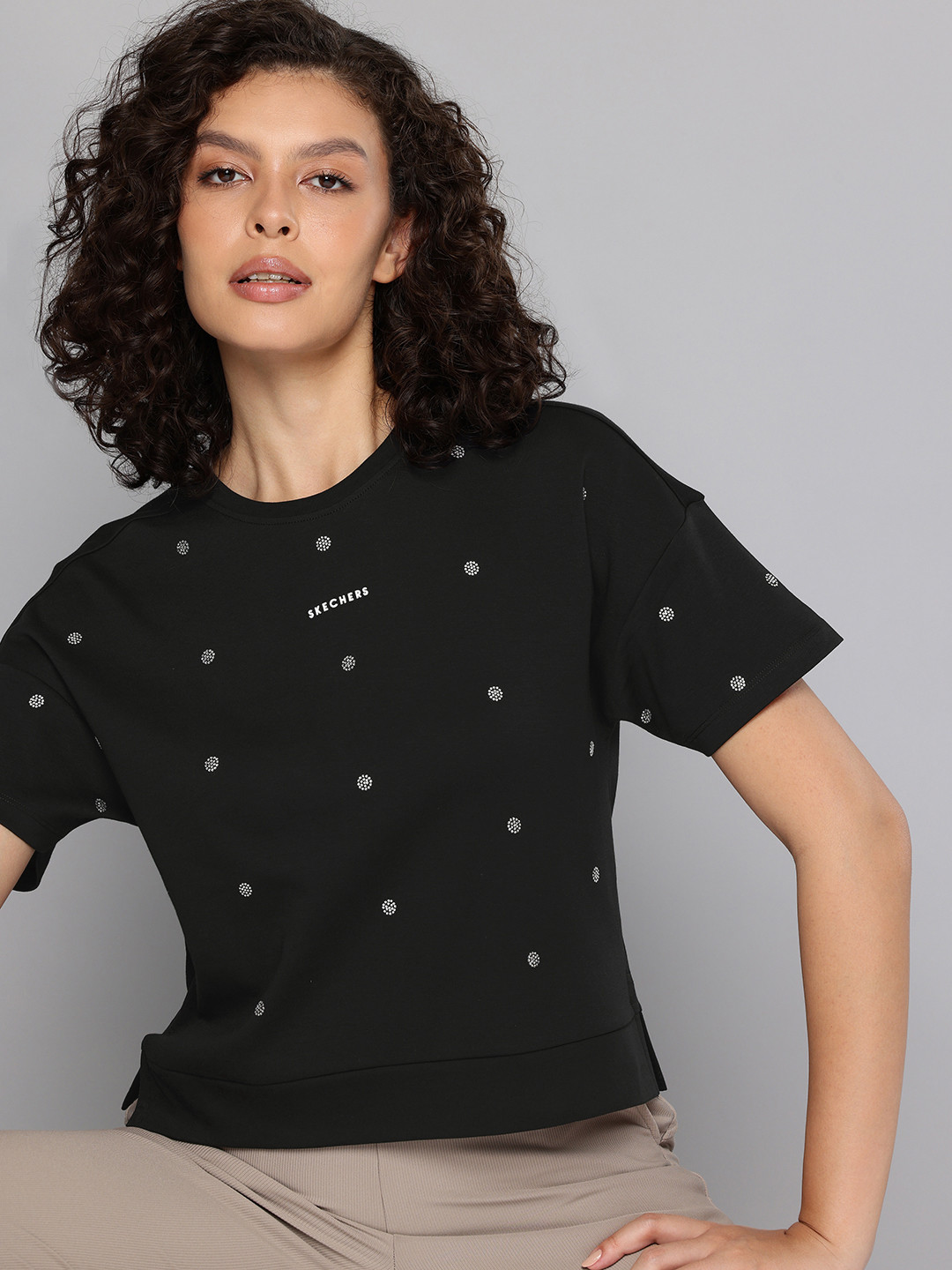 Skechers Women All Over Rhinestone T-Shirt