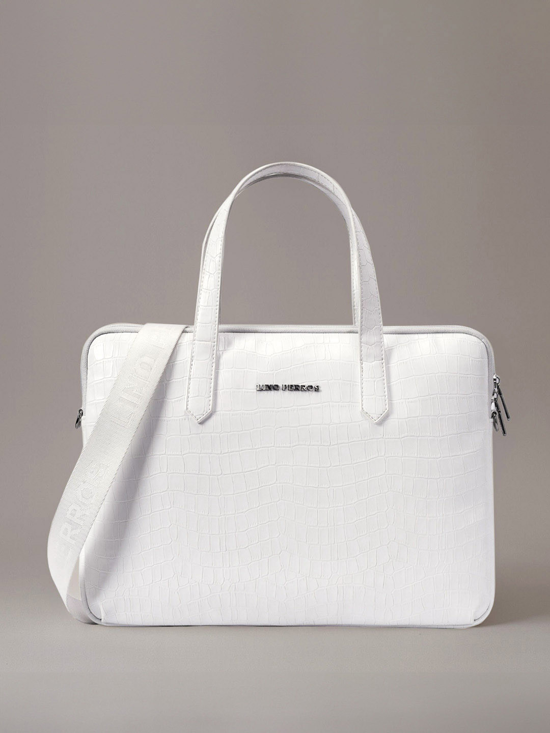 Lino Perros Women Croc Textured Structured Laptop Bag-16 Inches