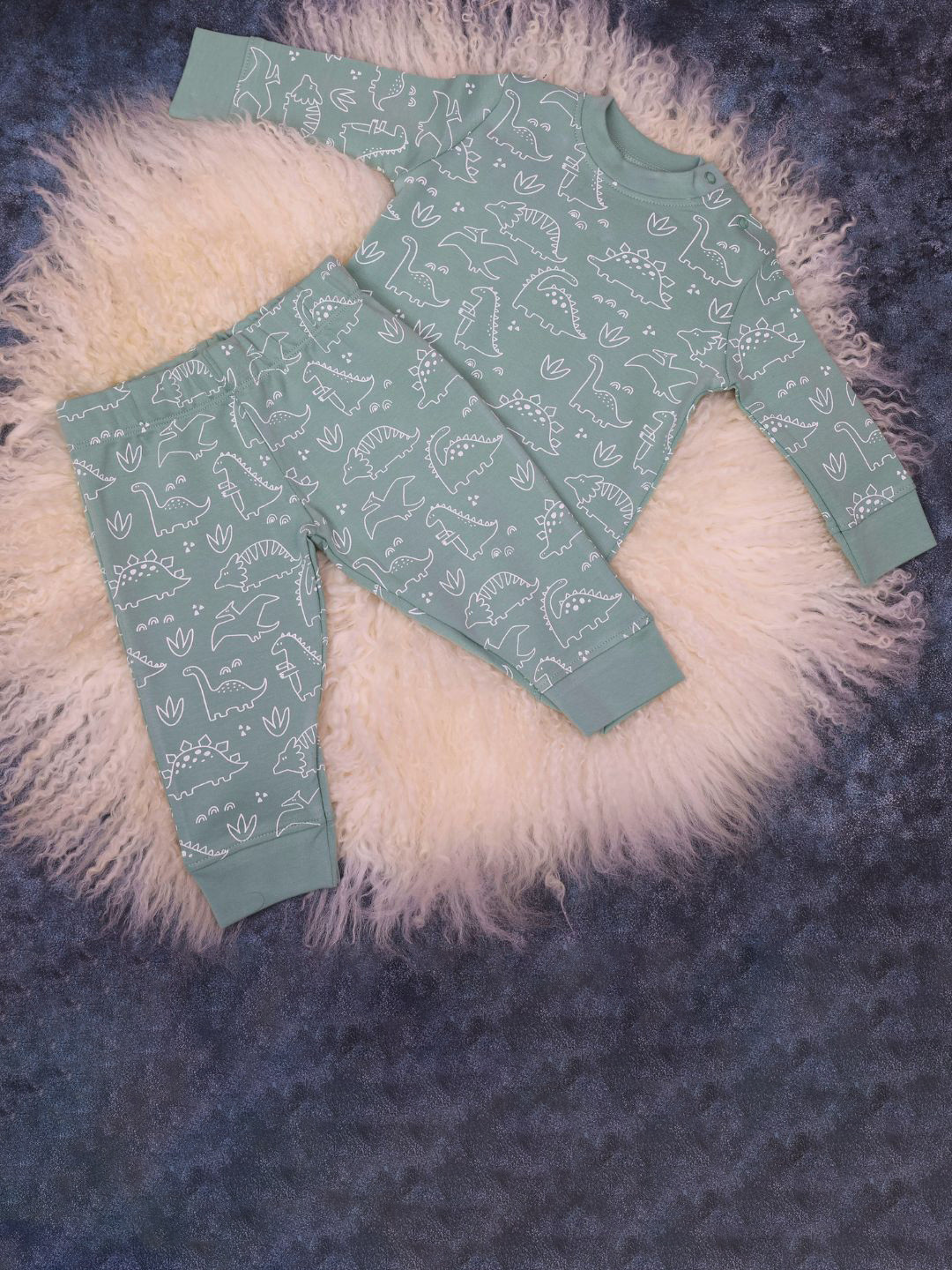 Tinihuggs Kids Printed Pure Cotton  T-shirt & Joggers Clothing Set