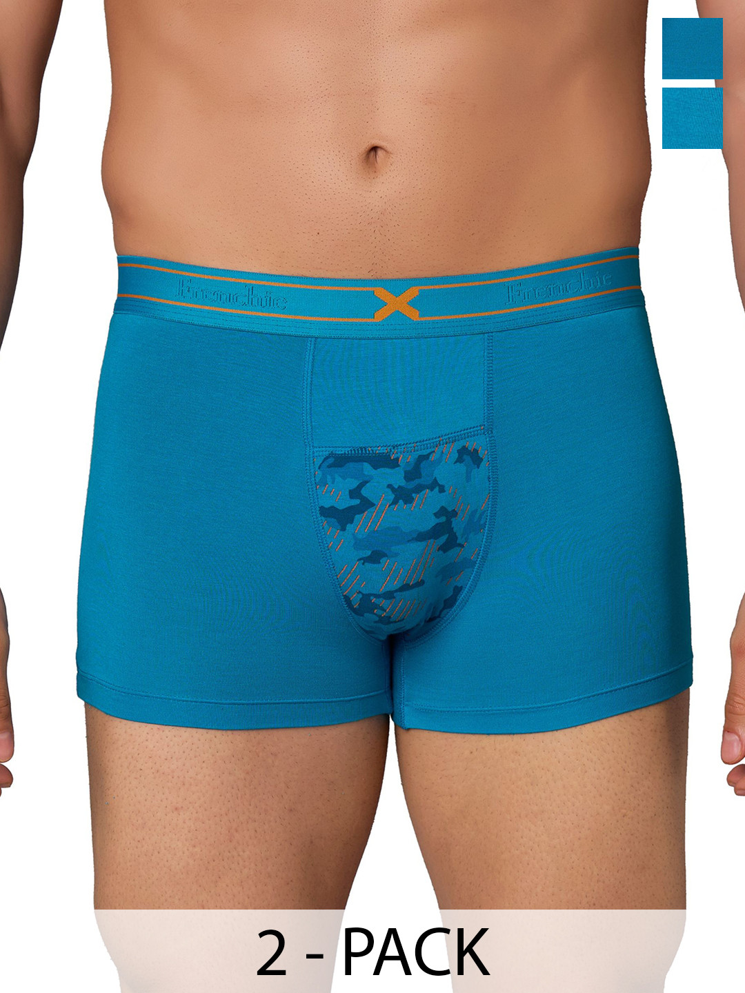 FRENCHIE Men Pack Of 2 Printed Moisture Wicking Trunks FR-MI-TR-SIN-1X5-CBBLU-S-PO2
