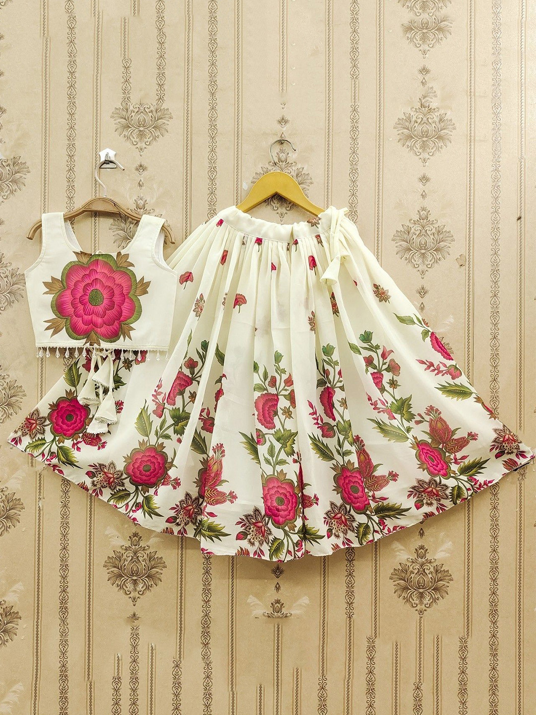 Helene Girls Floral Printed Silk Georgette Ready to Wear Lehenga & Blouse